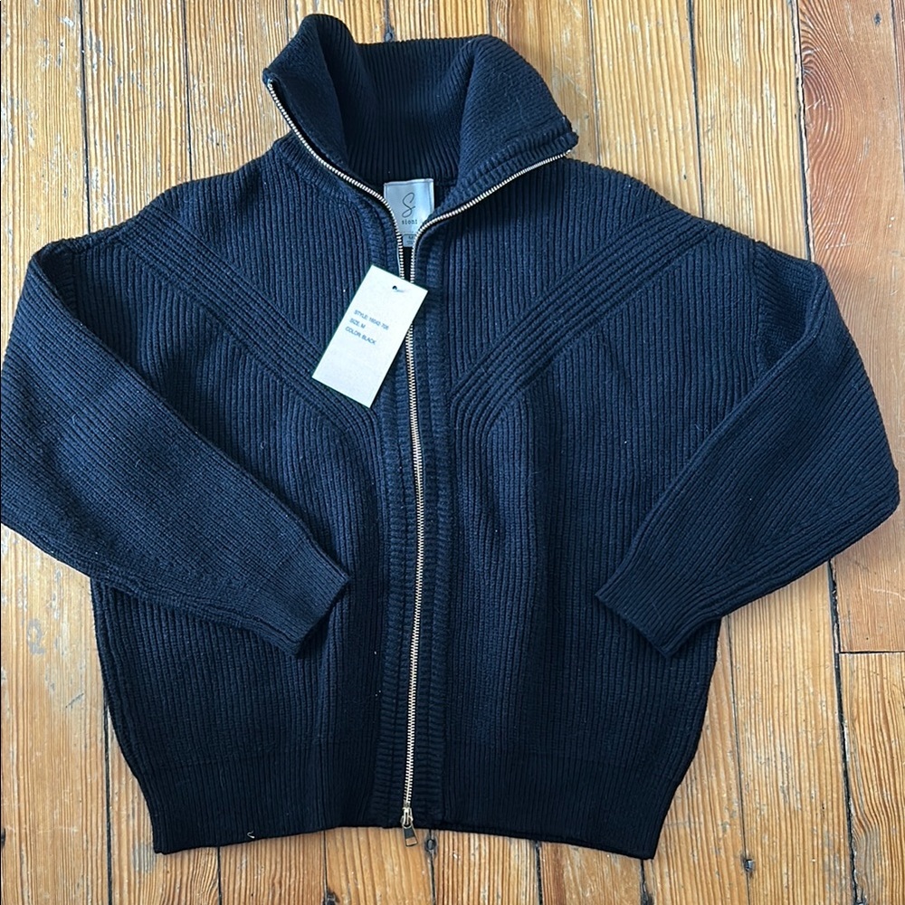 Lightweight Zip-Up Ribbed Cardigan Sweater NWT
